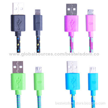 Nylon Netting Style Micro 5 Pin USB Data Charge Cable for Samsung Galaxy and SmartphoneNew
